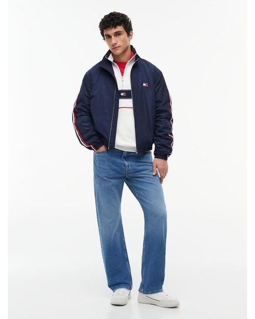 Tommy Hilfiger Blue Global Stripe Tape Zip-Thru Jacket for men