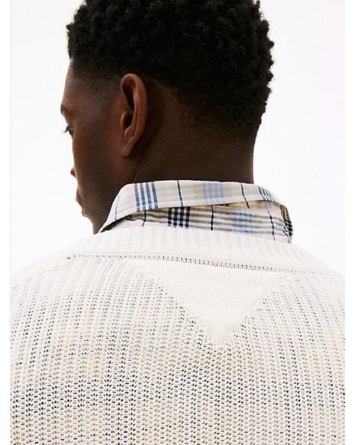 Tommy Hilfiger Smart-Casual Relaxed Fit Trui Met V-Hals in het White voor heren