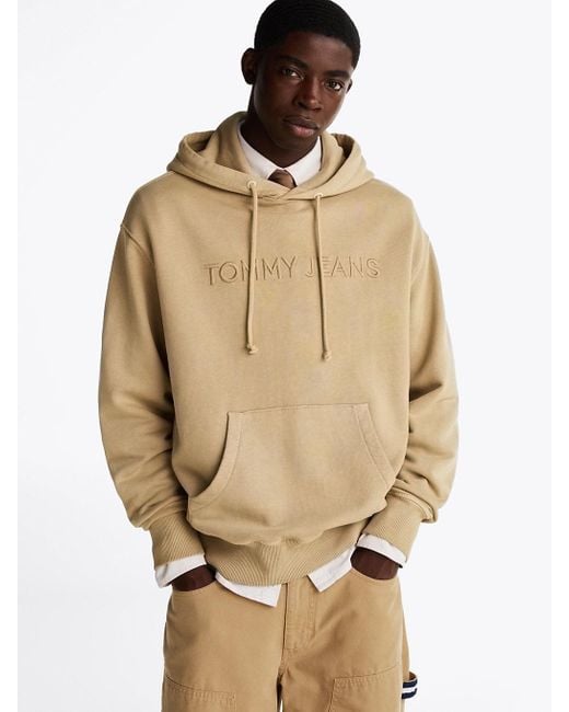 Felpa Con Cappuccio E Logo Ricamato di Tommy Hilfiger in Natural da Uomo