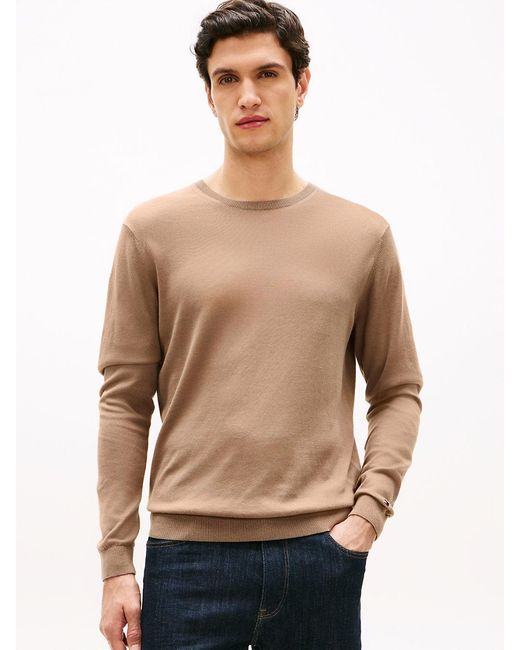 Tommy Hilfiger Natural New York Label Crew Neck Jumper for men