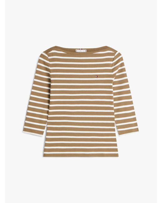 Tommy Hilfiger Natural Slim Three-quarter Sleeve Boat Neck T-shirt