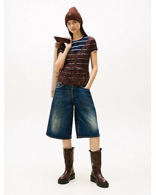 Top Slim De Encaje Floral Tommy Hilfiger de color Black