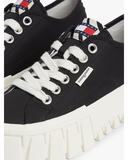 Tommy Hilfiger White Zebra Print Logo Platform Cupsole Trainers