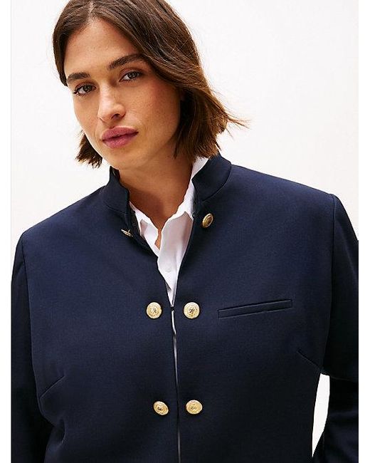 Americana Curve De Corte Slim Con Cuello Mao Tommy Hilfiger de color Blue