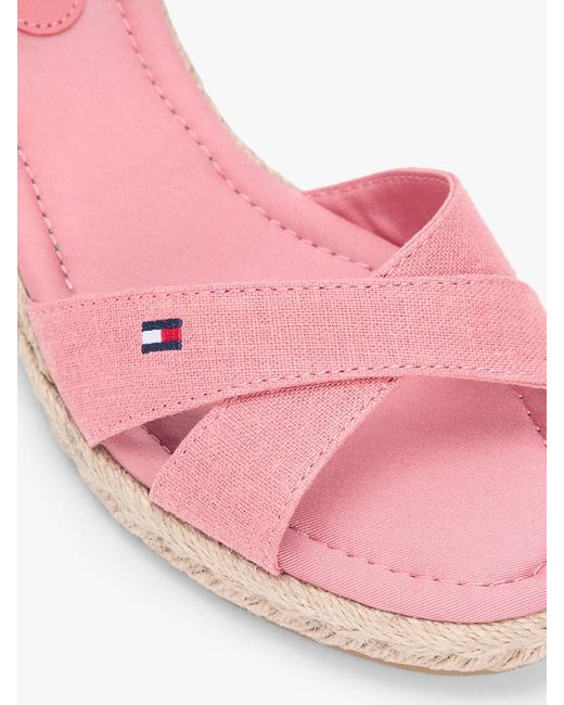 Tommy Hilfiger Pink Hemp Crossover Strap Wedge Espadrilles