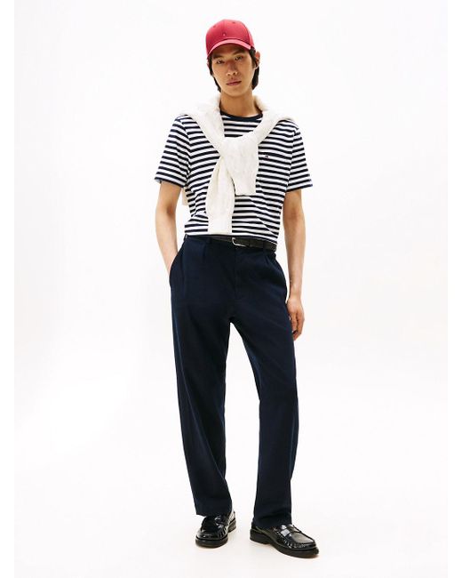 T-Shirt Con Tasca Applicata E Motivo A Righe di Tommy Hilfiger in Blue da Uomo