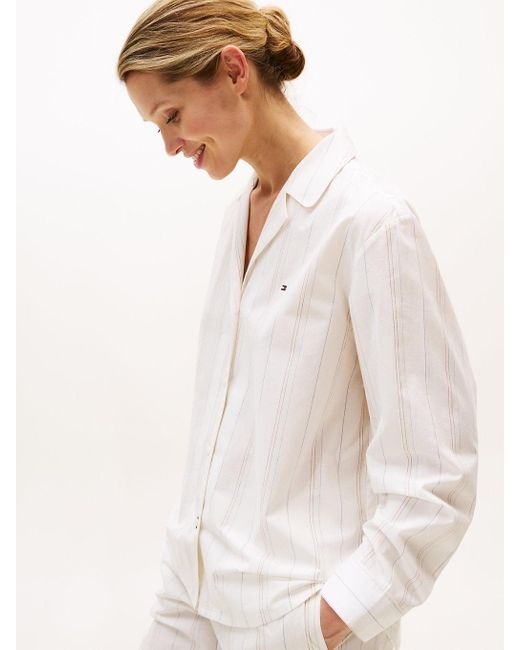 Tommy Hilfiger Natural Essential Relaxed Stripe Poplin Pyjama Shirt
