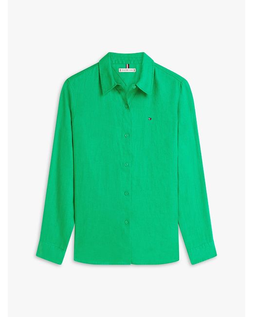 Tommy Hilfiger White Relaxed Fit Pure Linen Shirt