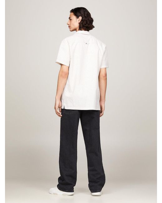 Chemise rayée à manches courtes en seersucker Tommy Hilfiger pour homme en coloris White