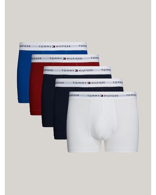 Tommy Hilfiger Blue 5-pack Repeat Logo Trunks for men