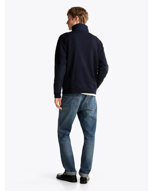 Felpa Con Collo A Listino E Mezza Zip di Tommy Hilfiger in Black da Uomo