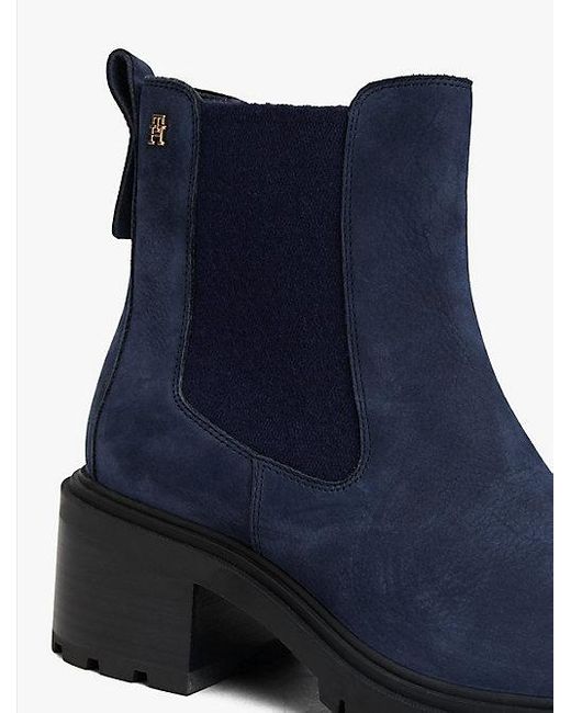 Botines Chelsea Con Tacón Ancho Tommy Hilfiger de color Blue