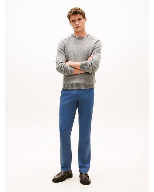 Tommy Hilfiger Blue Denton Micro Print Straight Leg Chinos for men