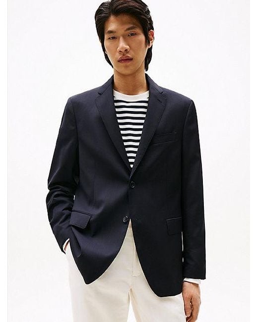 Tommy Hilfiger Single-Breasted Blazer Van Zuivere Twill-Wol in het Blue voor heren