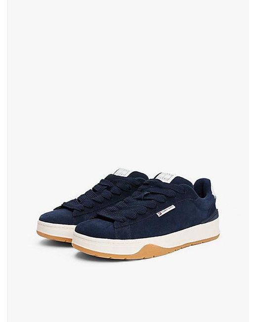 Tommy Hilfiger Suède Sneaker Met Logo in het Blue voor heren