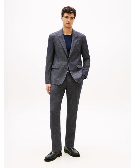 Tommy Hilfiger Blue Wool Blend Twill Regular Fit Blazer for men