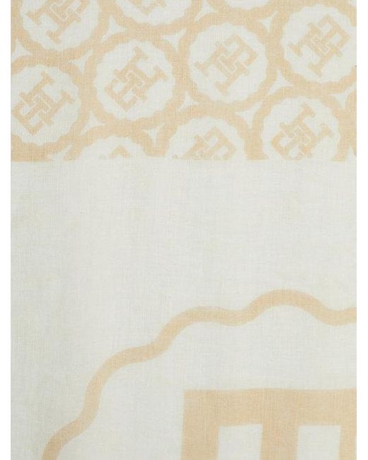 Pañuelo cuadrado de lino con monograma TH Tommy Hilfiger de color Natural
