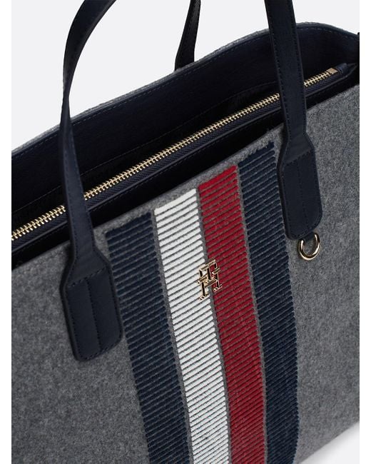 Tommy Hilfiger Gray Th Monogram Wool Blend Tote