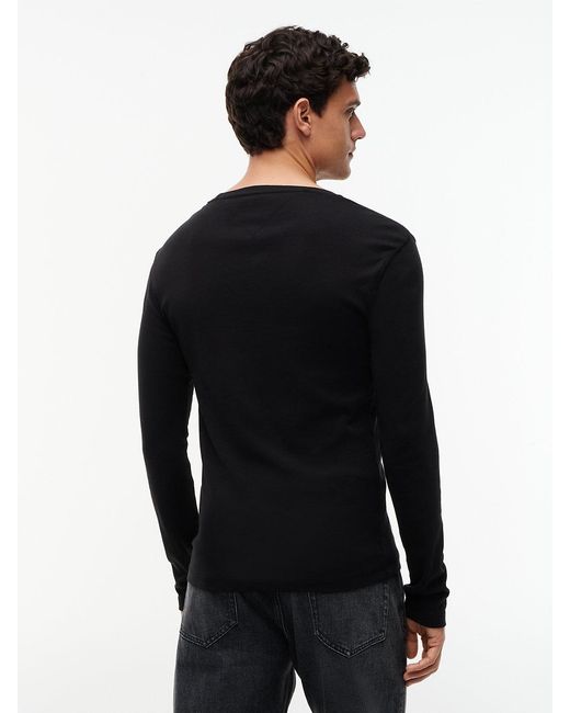 Tommy Hilfiger Black Toy Jean Origina Ribbed Organic Cotton Ong Eeve T-hirt Back An for men