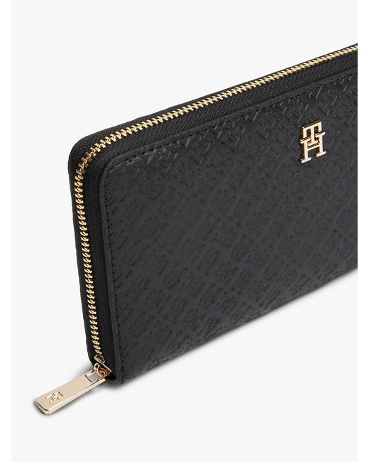 Tommy Hilfiger Black Hilfiger Icon Debossed Zip-Around Wallet