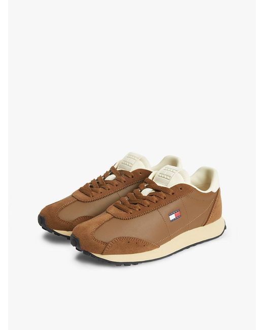 Tommy Hilfiger White Archive Retro Trainers With Leather