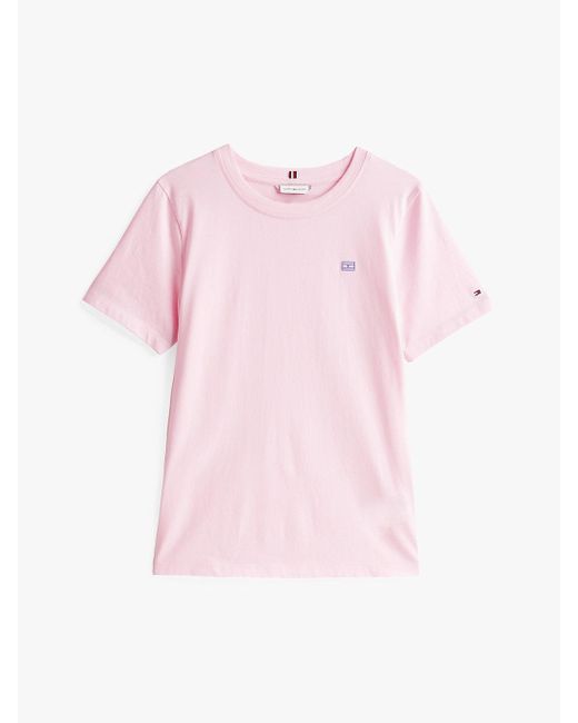 T-Shirt À Drapeau Hilfiger Contrasté Tommy Hilfiger en coloris Pink