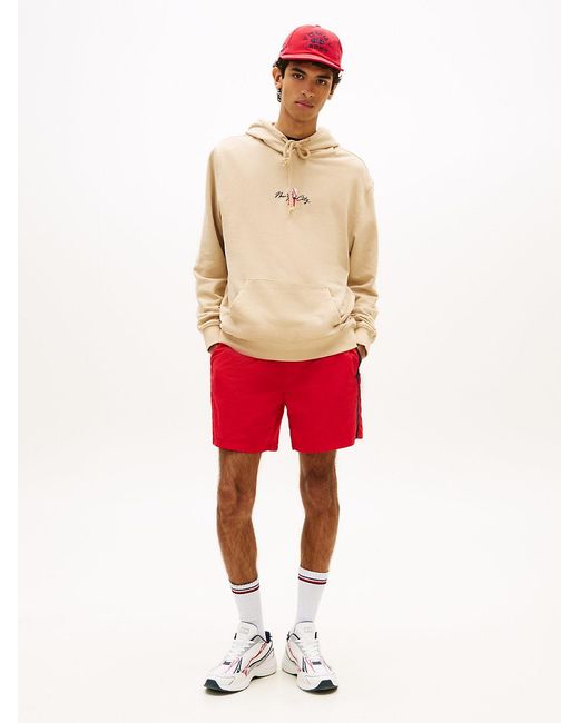 Tommy Hilfiger Natural Signature Back Logo Terry Drawstring Hoody for men