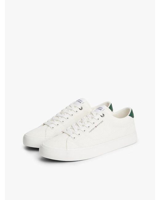 Tommy Hilfiger White Rubberised Flag Mesh Trainers for men