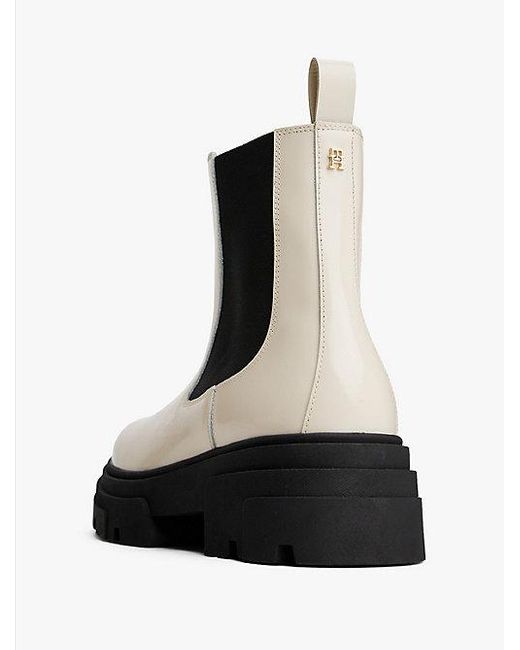 Tommy Hilfiger Chelsea Boot Van Glanzend Leer Met Profiel in het White
