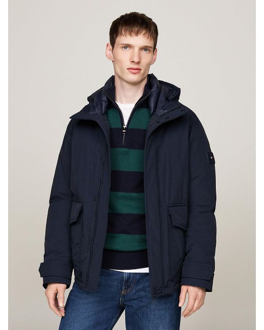 Tommy Hilfiger Blue Down Hooded Rockie Jacket for men