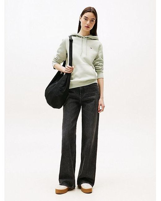 Tommy Hilfiger Fleece Hoodie Met Geborduurde Vlag in het Natural