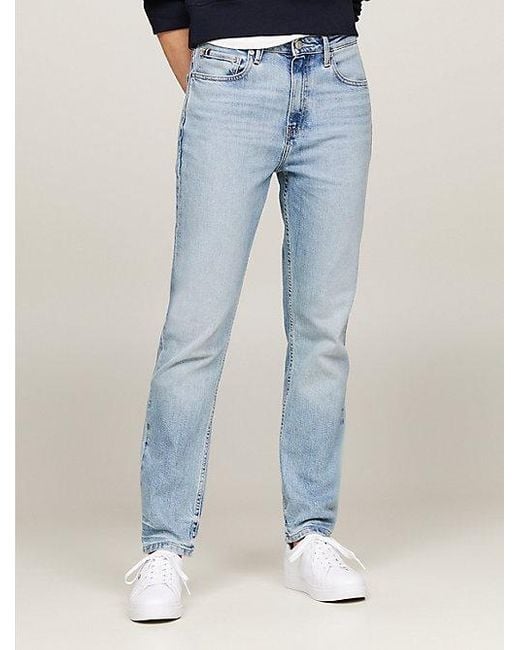Tommy Hilfiger Blue Slim Zigaretten-Jeans mit hohem Bund