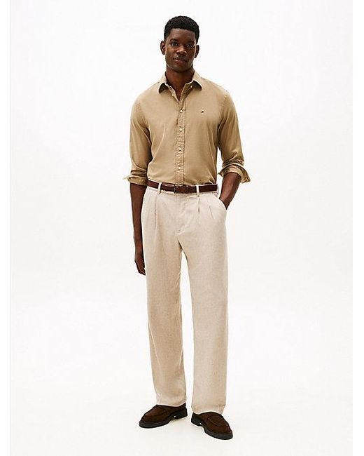 Tommy Hilfiger Th Flex Regular Fit Overhemd Van Flanel in het Natural voor heren