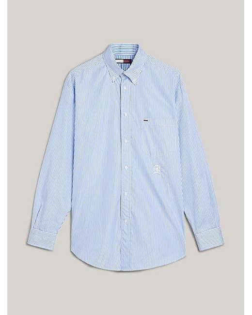 Tommy Hilfiger Archive Boyfriend Overhemd Met Embleem in het Blue