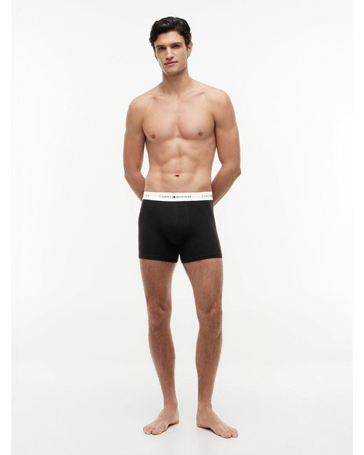 Tommy Hilfiger Black 3-Pack Signature Contrast Waistband Boxer Briefs for men