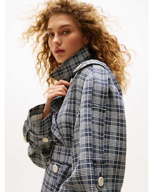 Tommy Hilfiger Gray The Runway Collection Silk Blend Oversized Trench Coat