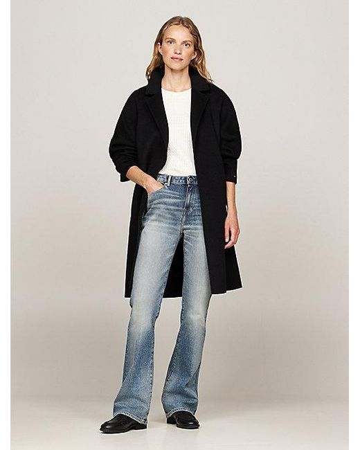 Tommy Hilfiger Jas Van Dubbelzijdige Wolmix Met Riem in het Black
