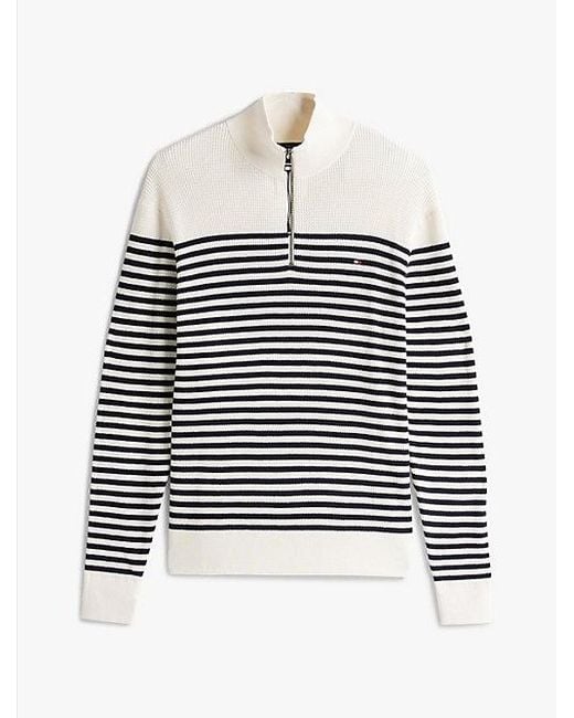Tommy Hilfiger Adaptive Trui Met Korte Rits En Geborduurde Vlag in het White voor heren