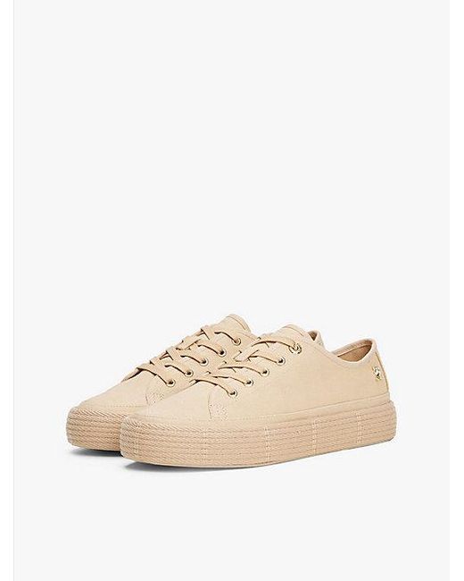 Tommy Hilfiger Canvas Sneaker Met Touw En Th-Monogram in het Natural
