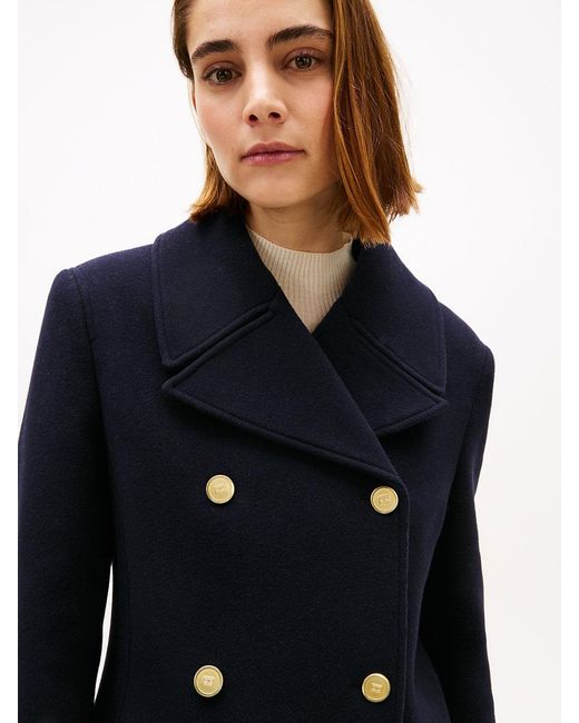Tommy Hilfiger White Wool Blend Longline Slim Tailored Coat