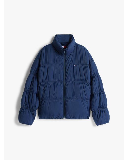Tommy Hilfiger Blue Ruched Down Puffer Jacket