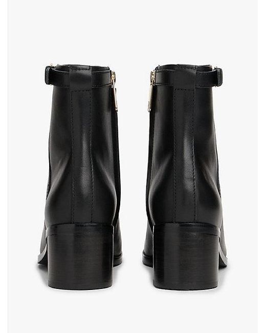 Tommy Hilfiger Leren Enkellaars Met Monogramgesp in het Black