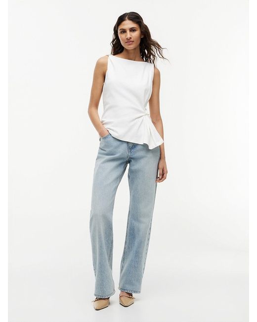 Tommy Hilfiger White Twist Boat Neck Sleeveless Top