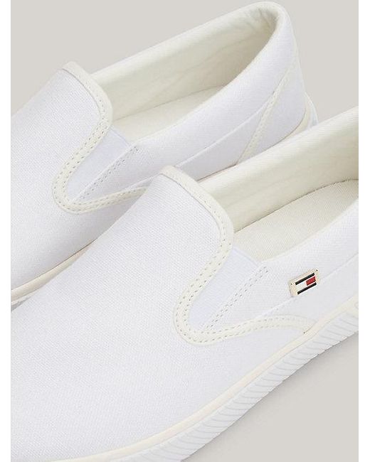 Zapatillas sin cordones con logo esmaltado Tommy Hilfiger de color White