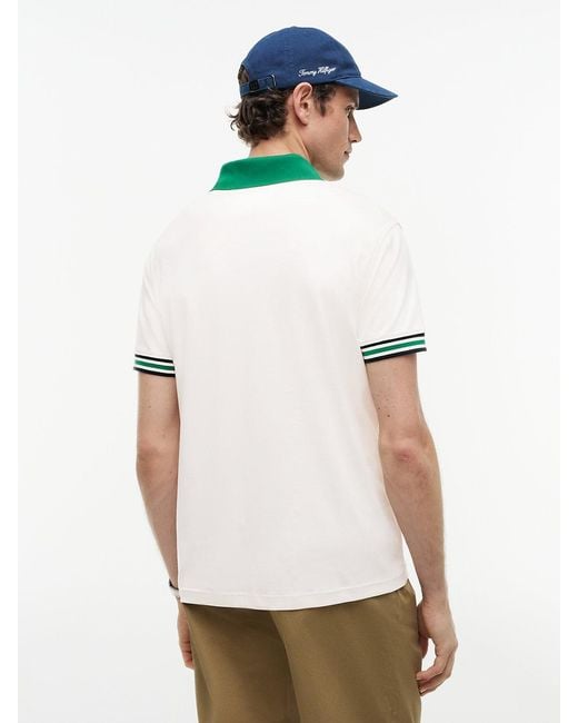 Tommy Hilfiger White Relaxed Fit Tipped V-neck Polo Shirt for men