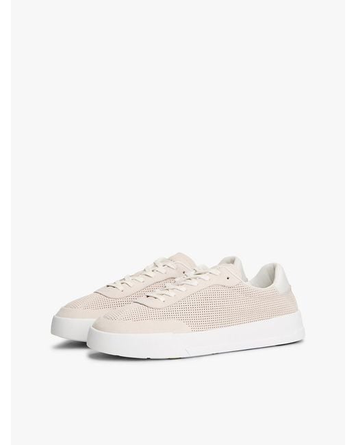 Tommy Hilfiger White Ventilation Detail Leather Court Trainers for men