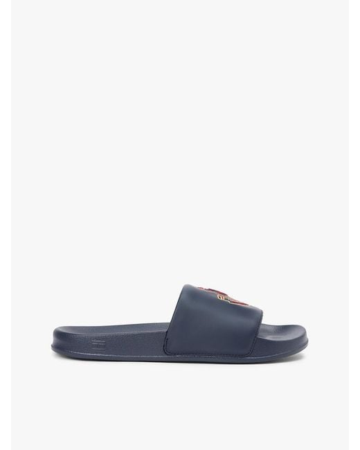 Tommy Hilfiger Blue Crest Appliqué Pool Slides for men