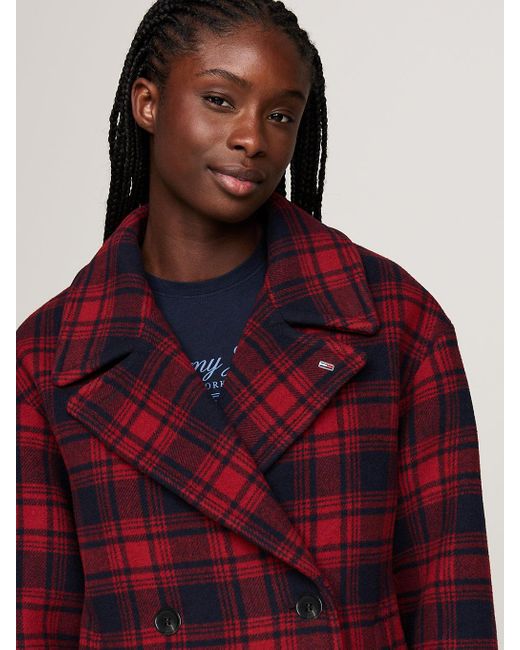 Plaid long peacoat new arrivals