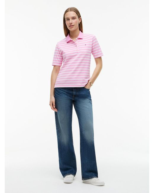 Tommy Hilfiger Pink 1985 Regular Fit Pique Polo Shirt