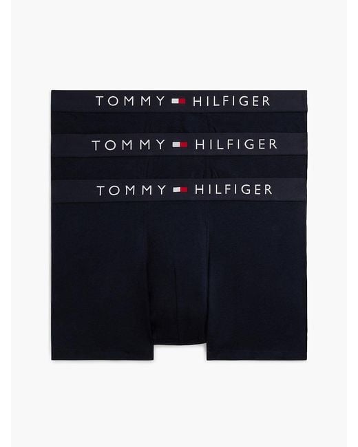 Tommy Hilfiger Blue 3-Pack Th Original Logo Waistband Trunks for men